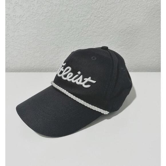 Fitleist Mens Golf Hat Adjustable Strap Black White Corded Embroidered One Size - Picture 7 of 10